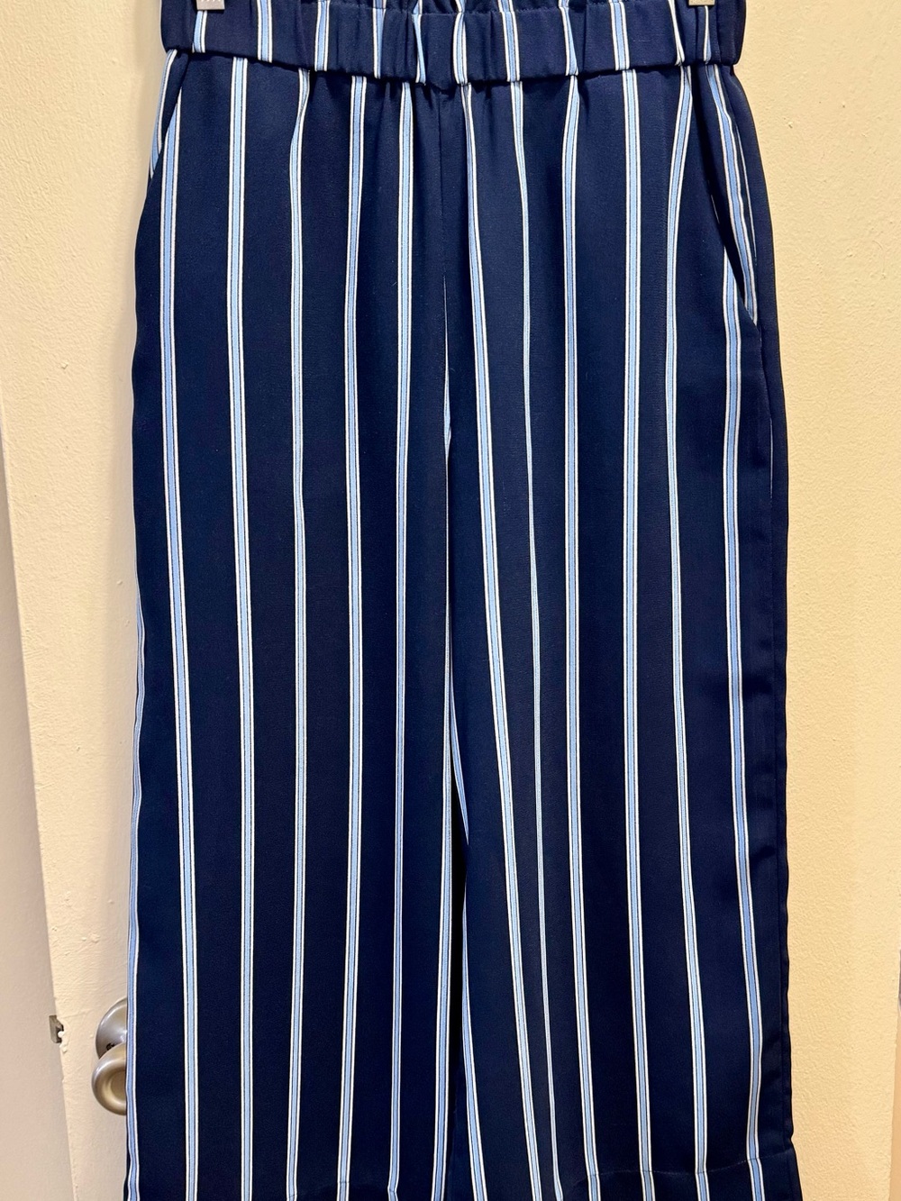 H&M Navy & White Vertical Stripe Wide-Leg Pants - Picture 5 of 5